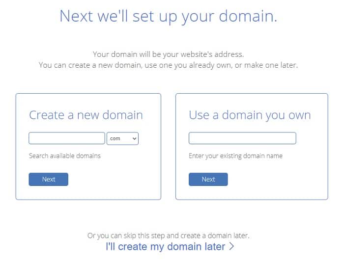 Choose a domain name at Bluehost