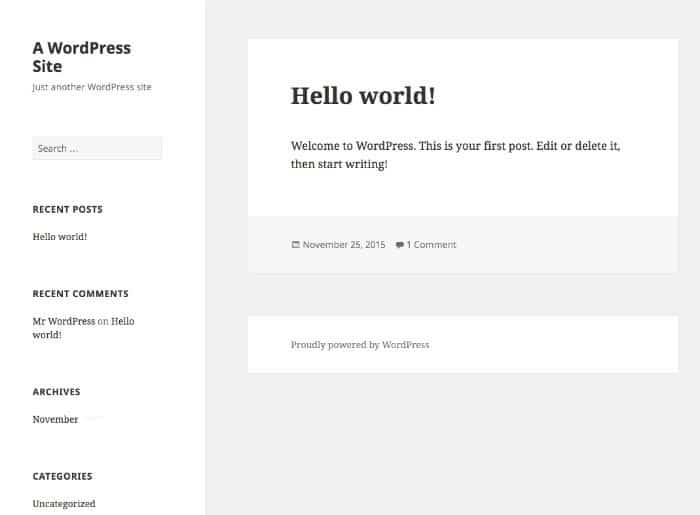 WordPress blog default theme example